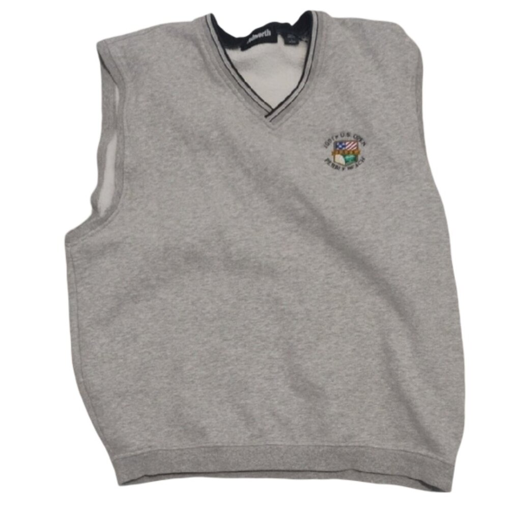 Ashworth Peeble Beach Light Gray Golf V-Neck Sweater Vest